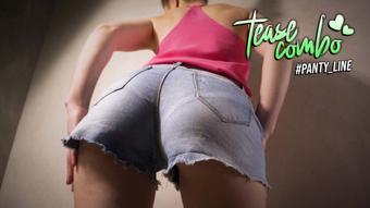 Tight Jean Shorts Visible Panty Line Tease (teasecombo)