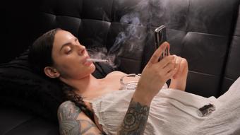 Smoking in White Dress (Dani Lynn)