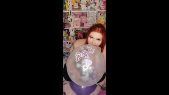 Ginger BBW Blows purple balloons galore - April 04, 2022 (GothAmber)