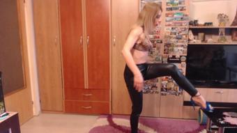 Kinkyporncpl Leather Jacket Pants Heels Striptease (KinkyPornCpl)