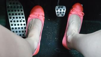 Coral Satin Flats On Pedals (Goddess Vanessa)