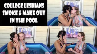 College Lesbians Smoke and Kiss in the Pool (Riley Cyriis)