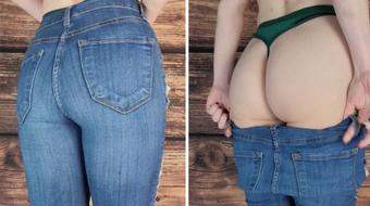 Slow Motion Jeans Striptease - March 14, 2023 (TheTinyFeetTreat)