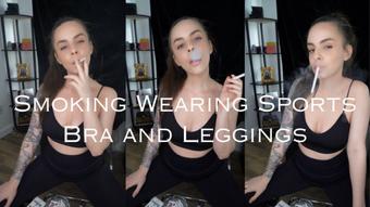 Smoking wearing Sports Bra and Leggings (Dani Lynn)