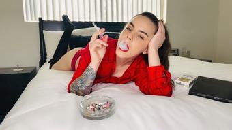 Smoking Marlboro Gold 100s In Bed (Dani Lynn)