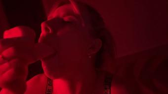 Milky deep blowjob on my toy (SweetBlondyVi)