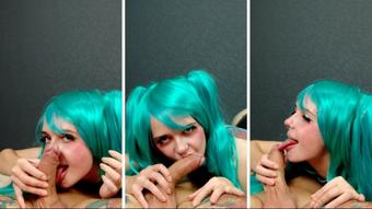 Hatsune Miku - Very Gentle Blowjob - Nov 30, 2021 (Lil cosplay slut)