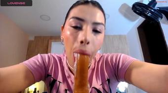 Drenched dildo manipulation sparks her deep throat journey (Melted_Chocolate)