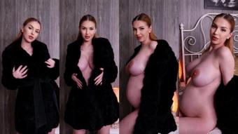 PREGNANT StripTease in Black Natural FUR (Tonnia)