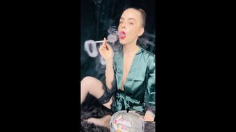 Smoking Corks in Green Silk Robe (Dani Lynn)
