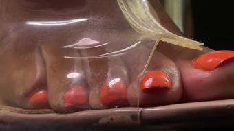 Giantess Clear Peep Toe Heels Teasing (Pink Foxx)