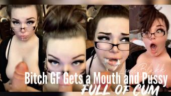 Bitch GF Gets a Mouth & Pussy Full of Cum (Lexxiblakk)