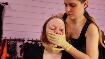Hand over mouth and tearing dress lesbian domination (MistressPriest)