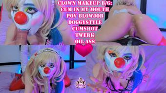 Clown Make-up B/G:  Ahegao, POV BJ, Twerk & Cum in my mouth (Black Kitsune)