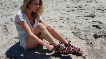 Amber's Roman Sandals at the Beach (Custom Fetish)