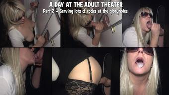 Serving lots of cocks at the gloryholes (gangbangwife)